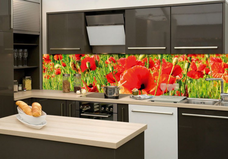 Samoljepljiva foto tapeta za kuhinje Crveni makovi KI-260-028, 260x60 cm - Za kuhinje