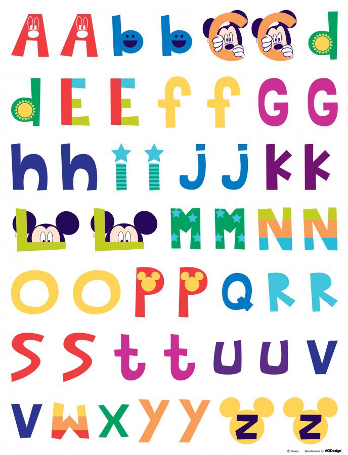 Dječje naljepnice Mickey abeceda DK-0895, 85x65 cm - Naljepnice za djecu