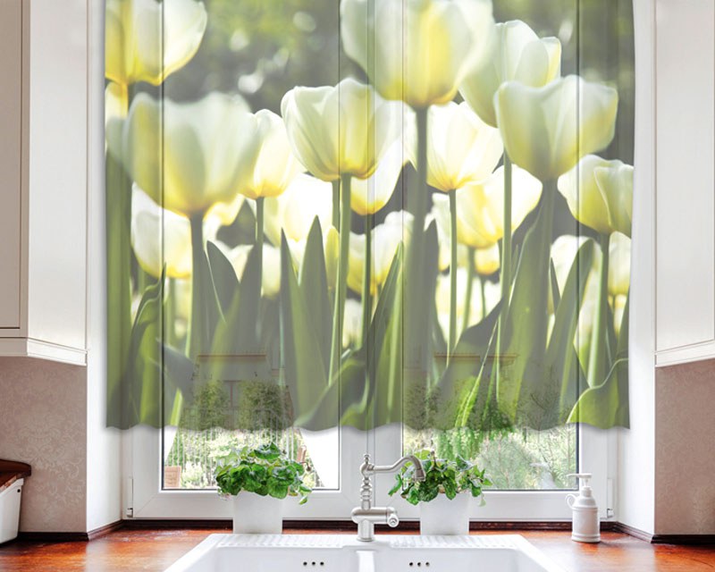 Zavjesa Bijeli tulipani VO-140-012, 140x120 cm - Zavjese