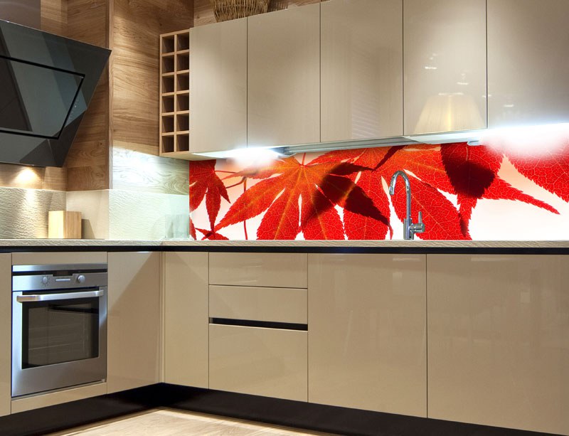 Samoljepljive - Za kuhinje - Samoljepljiva foto tapeta za kuhinje Red Leaves KI-180-008, 180x60 cm Samoljepljiva foto tapeta za kuhinje Red Leaves KI-180-008, 180x60 cm - Za kuhinje