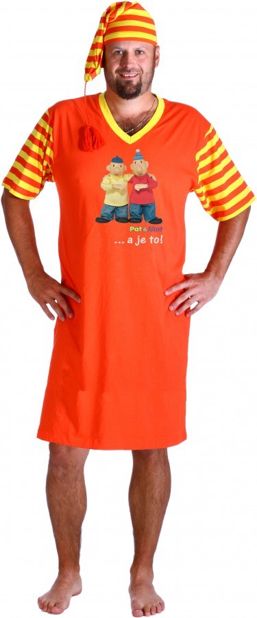 Noćna košulja sa kapom narančasta Pat i Mat, veličina XXL - Noćna košulja Pat i Mat