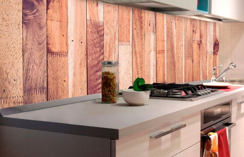 Samoljepljiva foto tapeta za kuhinje - Drveni zid KI-180-086 | 180x60 cm - Za kuhinje