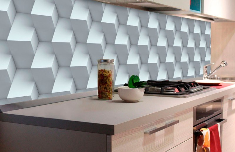 Samoljepljiva foto tapeta za kuhinje - Zid 3D kocke KI-180-096 | 180x60 cm - Za kuhinje