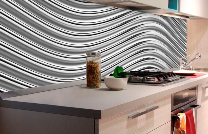 Samoljepljiva foto tapeta za kuhinje - Srebrni valovi KI-180-103 | 180x60 cm - Za kuhinje