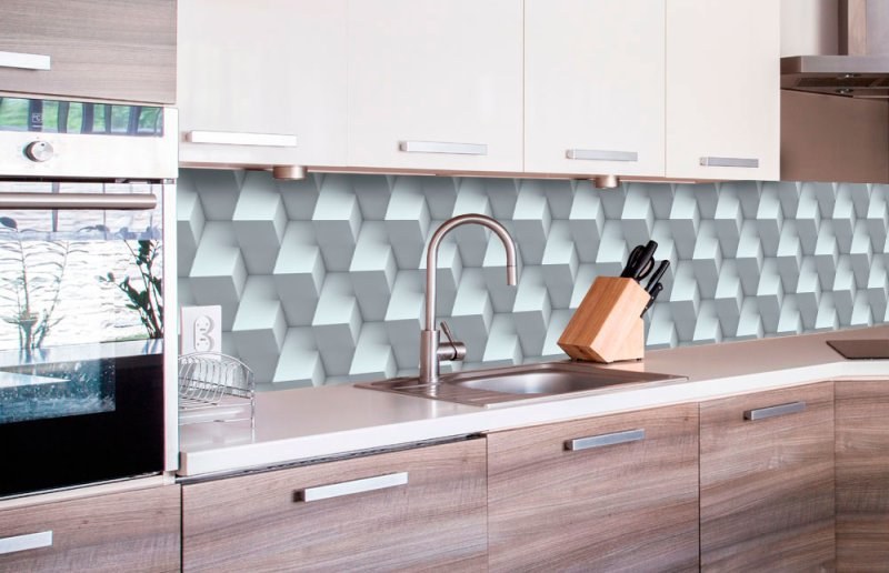 Samoljepljive - Za kuhinje - Samoljepljiva foto tapeta za kuhinje - Zid 3D kocke KI-260-096 | 260x60 cm Samoljepljiva foto tapeta za kuhinje - Zid 3D kocke KI-260-096 | 260x60 cm - Za kuhinje