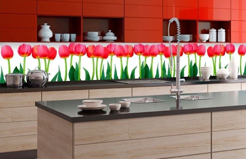 Samoljepljiva foto tapeta za kuhinje Bed of Tulips KI-350-058 | 350x60 cm - Za kuhinje