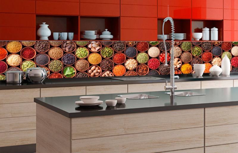 Samoljepljive - Za kuhinje - Samoljepljiva foto tapeta za kuhinje Spice Bowls KI-350-075 | 350x60 cm Samoljepljiva foto tapeta za kuhinje Spice Bowls KI-350-075 | 350x60 cm - Za kuhinje