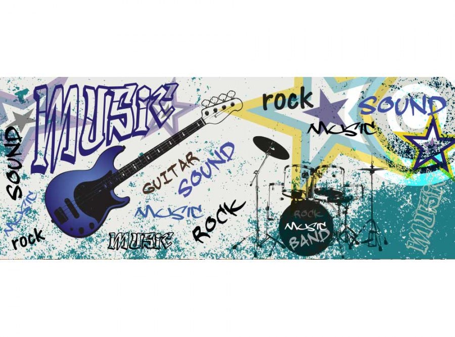 Panoramska flis foto tapeta Plava gitara MP20323 | 375 x 150 cm - Foto tapete