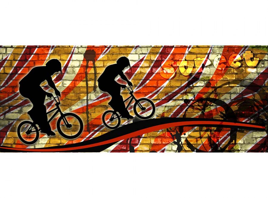 Panoramska flis foto tapeta Crveni bicikl MP20327 | 375 x 150 cm - Foto tapete