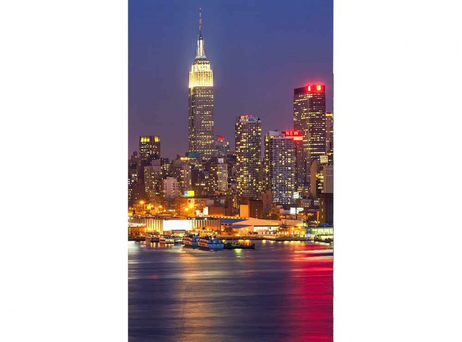 Flis foto tapeta Manhattan u noći MS20003 | 150x250 cm - Od flisa