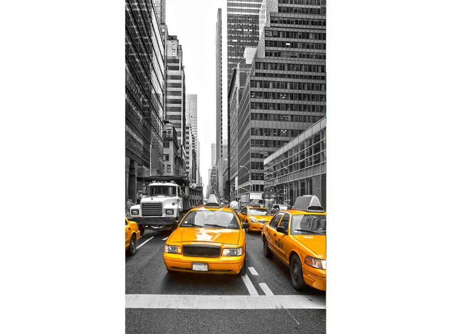 Flis foto tapeta Taxi u gradu MS20008 | 150x250 cm - Od flisa