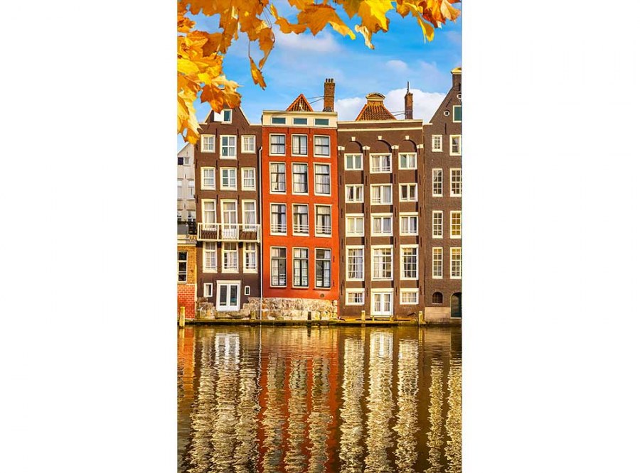 Flis foto tapeta Kuće v Amsterdamu MS20024 | 150x250 cm - Od flisa