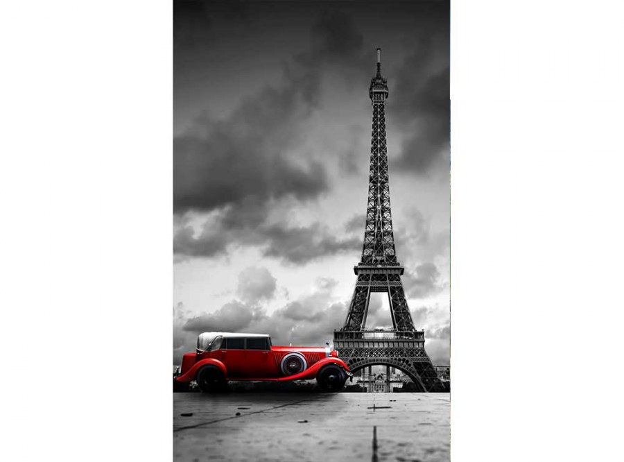 Flis foto tapeta Retro auto u Parizu MS20027 | 150x250 cm - Od flisa