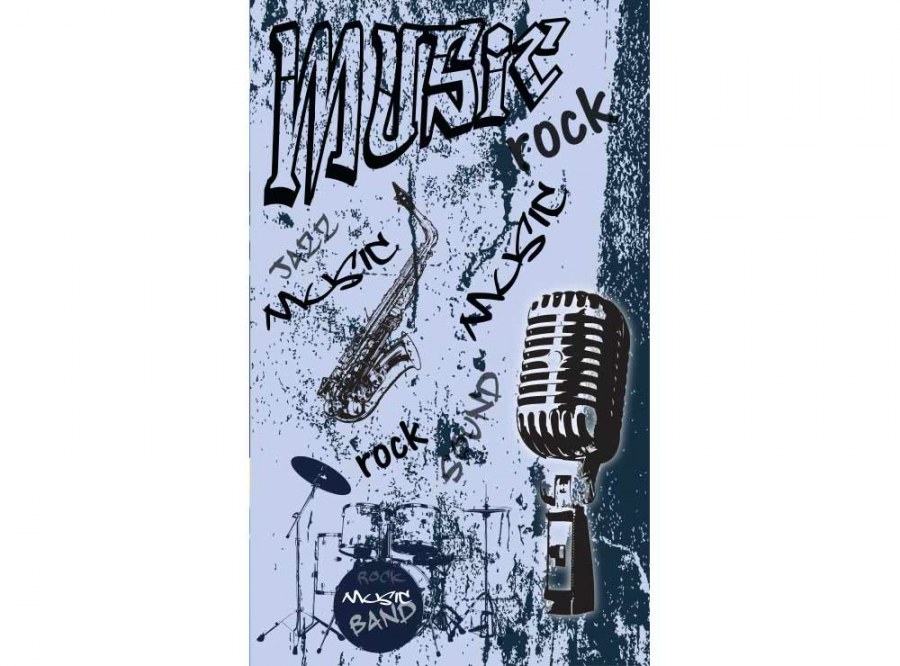 Flis foto tapeta Plava glazba MS20329 | 150x250 cm - Od flisa