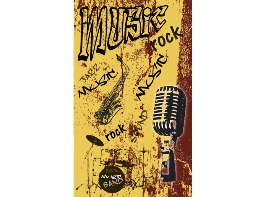 Flis foto tapeta Žuta glazba MS20330 | 150x250 cm - Od flisa