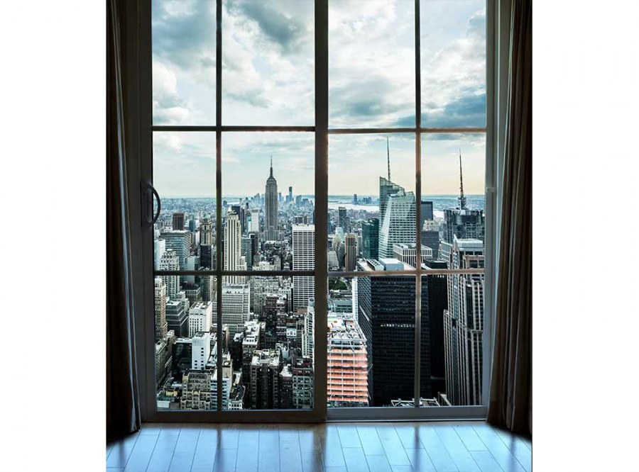 Flis foto tapeta Pogled iz prozora na Manhattan MS30009 | 225x250 cm - Od flisa