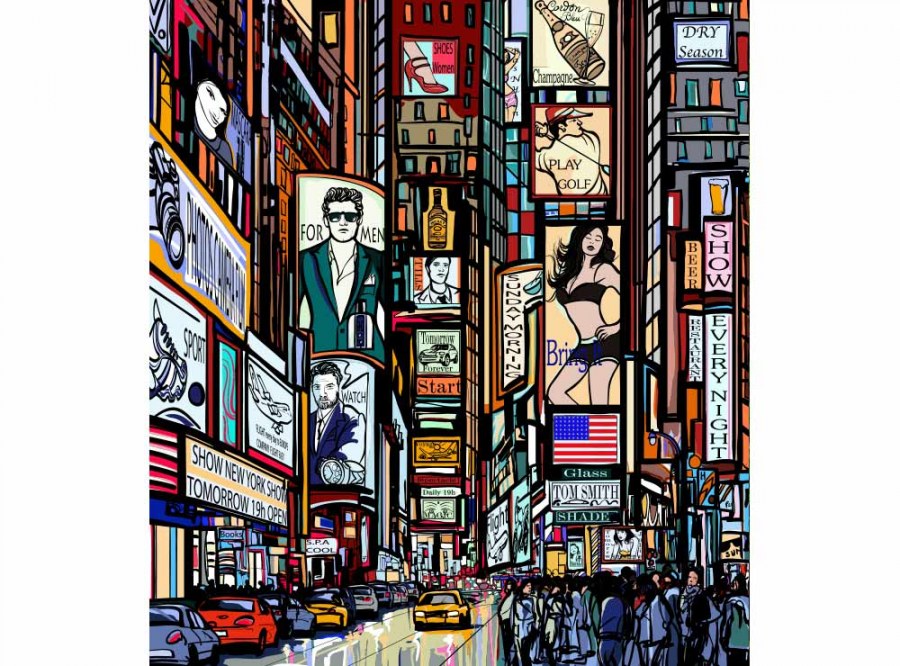 Flis foto tapeta Trg Times Square MS30013 | 225x250 cm - Od flisa