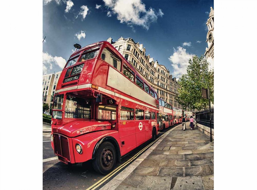 Flis foto tapeta Londonski autobus MS30017 | 225x250 cm - Od flisa