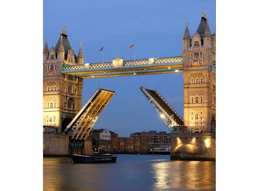 Flis foto tapeta Tower Bridge u noći MS30021 | 225x250 cm - Od flisa