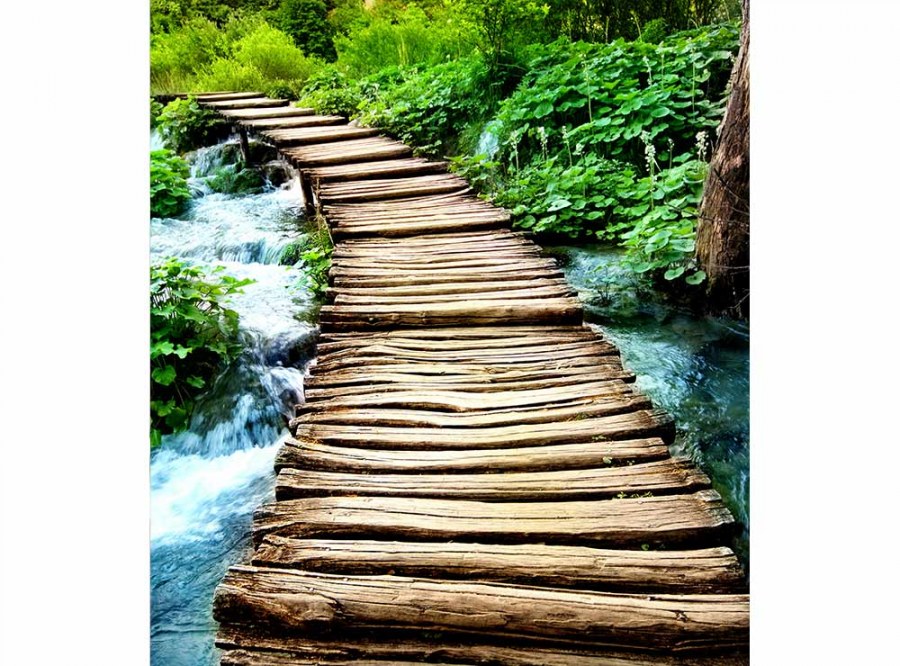 Flis foto tapeta Drveni prijelaz MS30080 | 225x250 cm - Od flisa