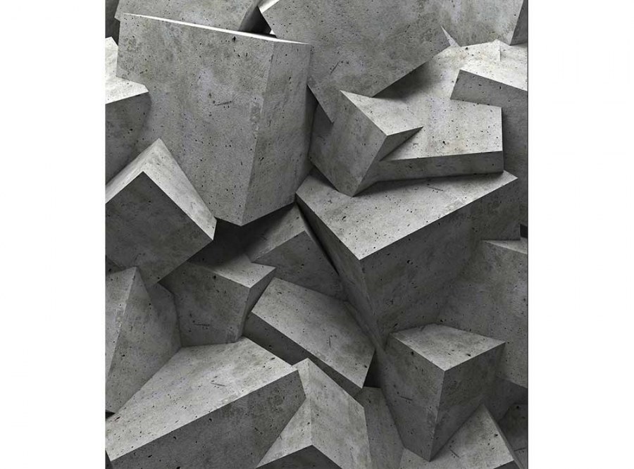 Flis foto tapeta 3D betonski kvadrati MS30176 | 225x250 cm - Od flisa