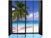 Flis foto tapeta Plaža iza prozora MS30203 | 225x250 cm Od flisa