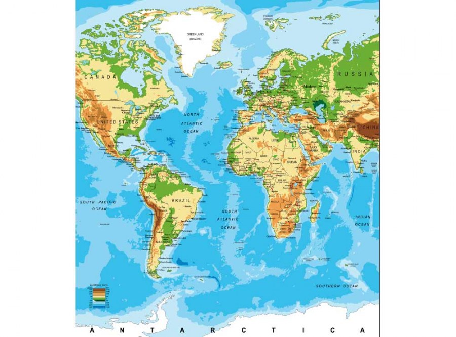 Flis foto tapeta Karta svijeta MS30261 | 225x250 cm - Od flisa
