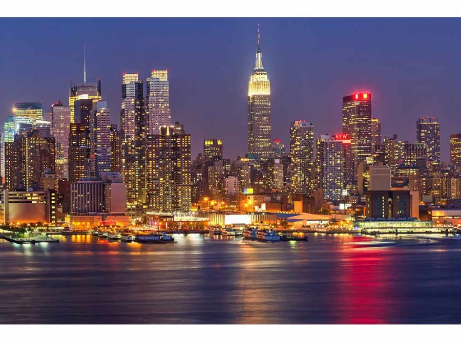 Flis foto tapeta Manhattan u noći MS50003 | 375x250 cm - Od flisa