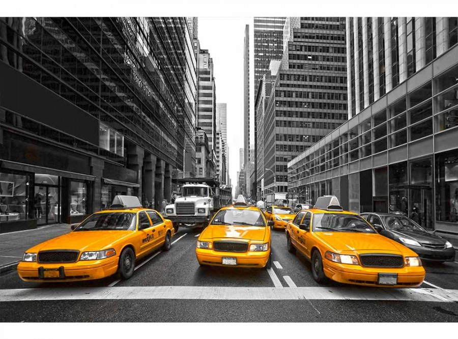 Flis foto tapeta Taxi u gradu MS50008 | 375x250 cm - Od flisa