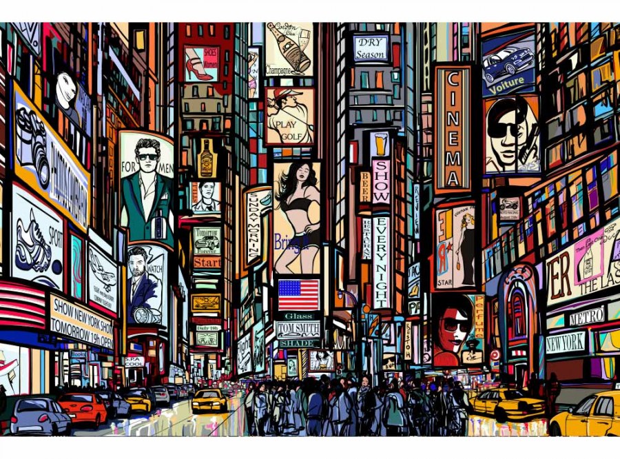 Flis foto tapeta Trg Times Square MS50013 | 375x250 cm - Od flisa