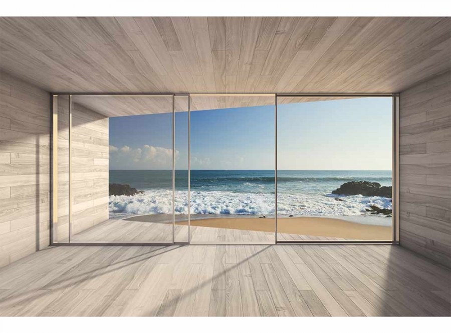 Flis foto tapeta Prozor na plažu MS50042 | 375x250 cm - Od flisa