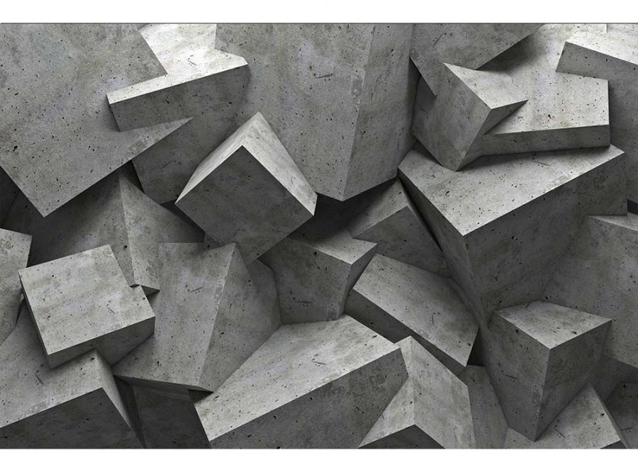 Flis foto tapeta 3D betonski kvadrati MS50176 | 375x250 cm - Od flisa
