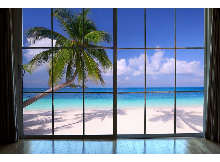 Flis foto tapeta Plaža iza prozora MS50203 | 375x250 cm - Od flisa