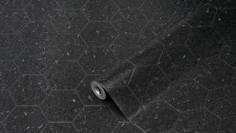 Vinil tapeta Ceramics crni hexagon 270-0179 | širina 67,5 cm - Na zalihama