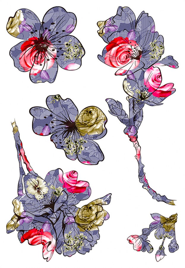 Samoljepljiva dekoracija Cvijeće SM-3444, dimenzije 42,5 x 65 cm - Naljepnice zidne