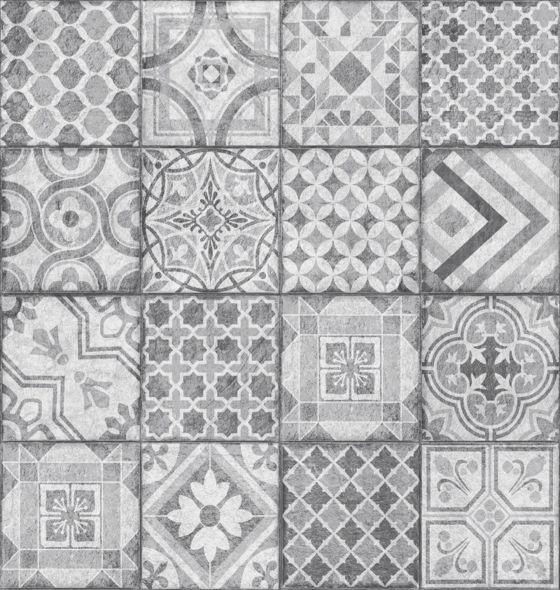 Vinil tapeta za zid Ceramics sivi patchwork pločice 270-0177 | širina 67,5 cm - Na zalihama