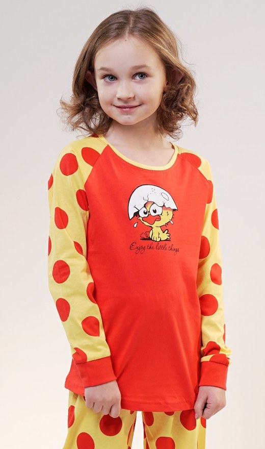 Dječja duga pidžama Little Chicken - Pidžama djevojke s dugim rukavima