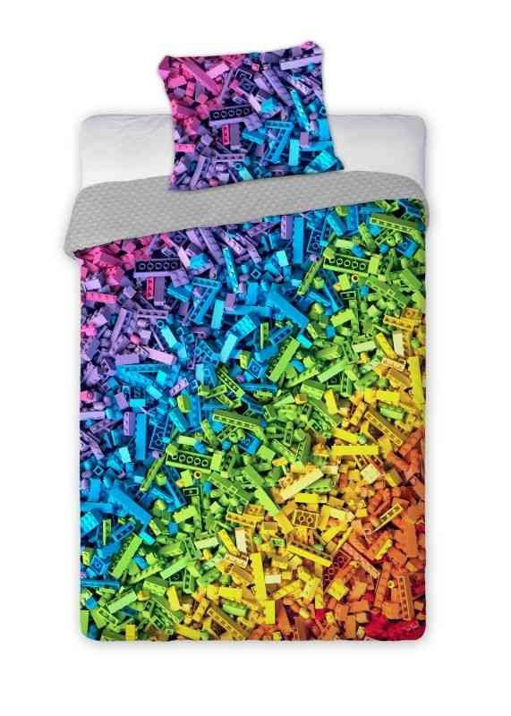 FARO Posteljina Cubes rainbow Cotton, 140/200, 70/90 cm - Dječji posteljina bez licencije