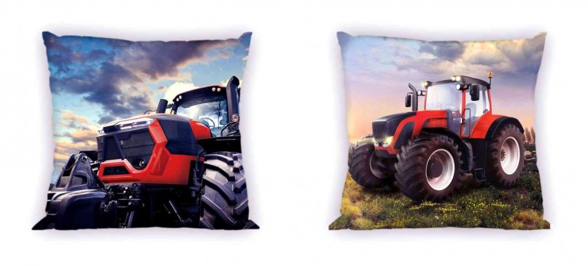 FARO Navlaka za jastuke Traktor crvena pamuk, 40/40 cm - pokrivači za jastuke