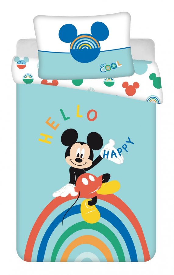 Disney posteljina za bebu Mickey "Rainbow" baby | 100x135, 40x60 cm - Dječja posteljina licencirana