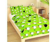 Posteljina za bebu pamuk Stado ovaca zeleno | 90x130, 45x60 cm Posteljina za krevete - Dječja posteljina - Dječja posteljina za bebe - Dječja posteljina pamuk