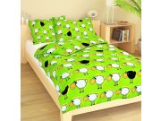 Posteljina za bebu krep Stado ovaca zelena | 90x130, 45x60 cm Posteljina za krevete - Dječja posteljina - Dječja posteljina za bebe - Dječja posteljina krep