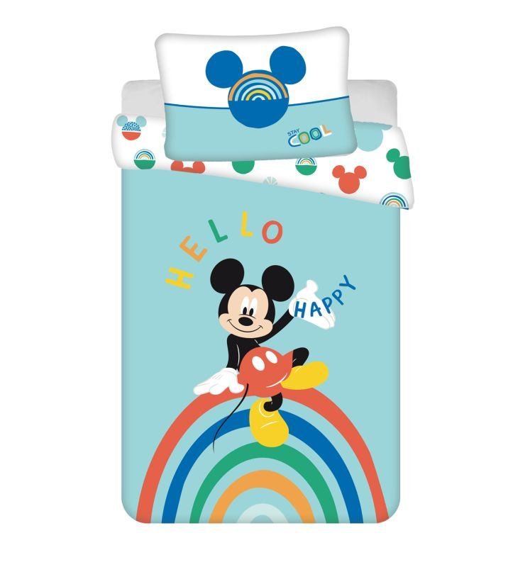 JERRY TKANINE Posteljina za krevetić Mickey rainbow baby Pamuk, 100/135, 40/60 cm - Posteljina za krevetiće