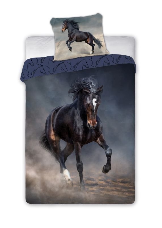 FARO Posteljina Black Horse Cotton, 140/200, 70/90 cm - Posteljina foto print