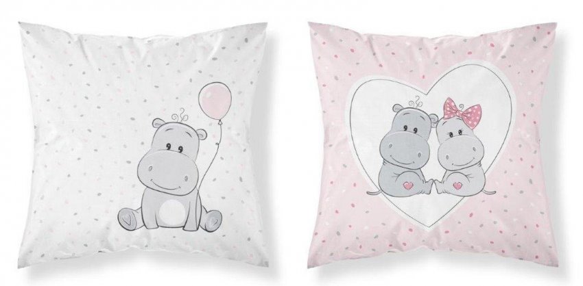 DETEXPOL Navlaka za jastuke Hippo pink Pamuk, 40/40 cm - pokrivači za jastuke