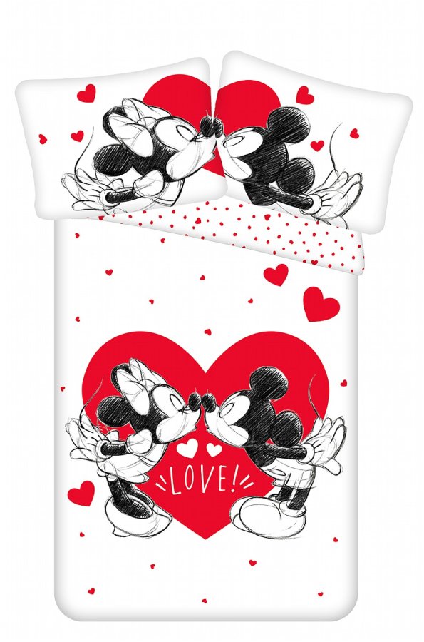 Posteljina Mickey and Minnie "Love 05" 140x200, 70x90 cm - Licencirana posteljina