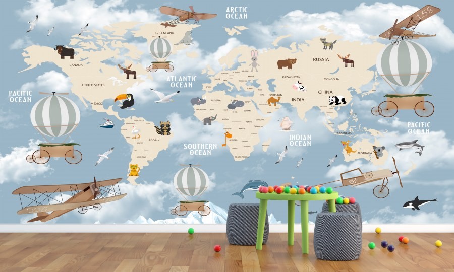Dječji tapeta World map 1 m2 - Foto tapete