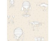 Bež dječja tapeta baloni i zračni brodovi JR3003 | Ljepilo besplatno Grandeco