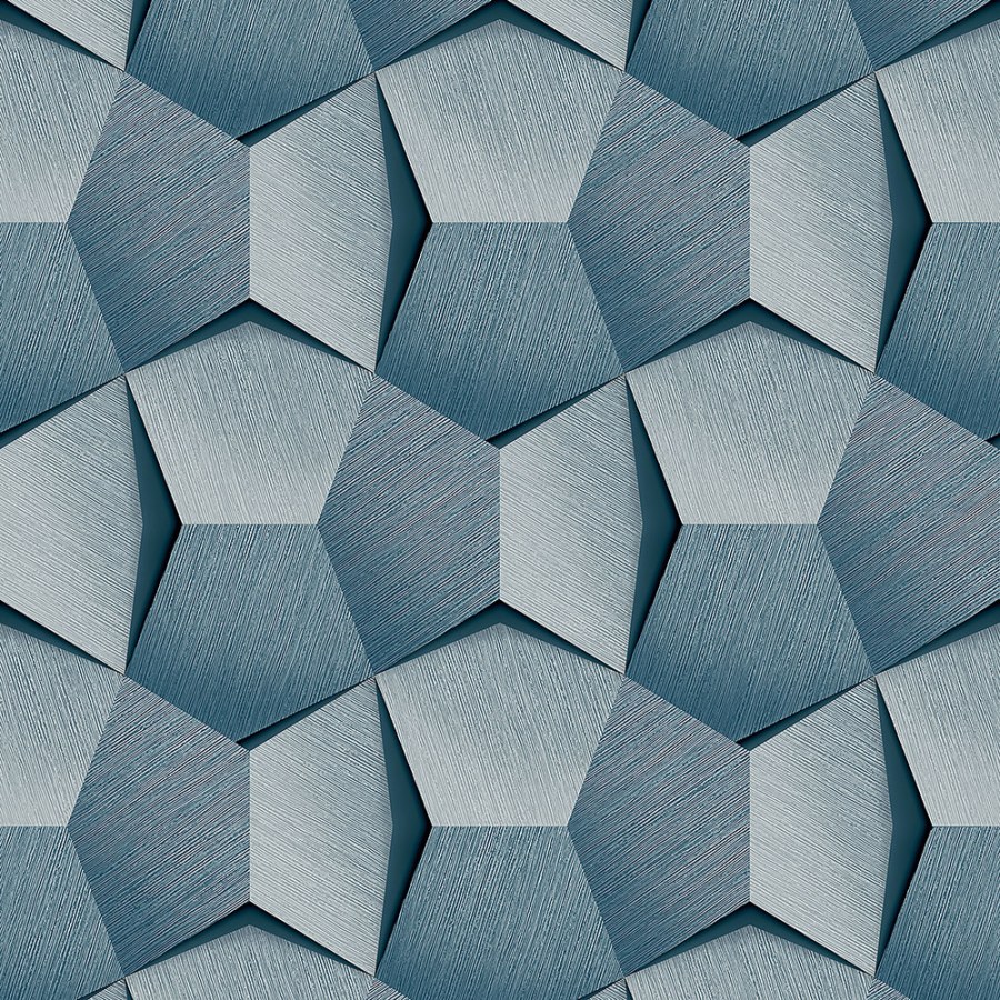 Geometrijska plava flis tapeta A54603 | Ljepilo besplatno - Na zalihama