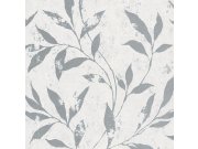 Bijelo-siva flis tapeta cvijeće A48301 | Ljepilo besplatno Na zalihama